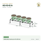 Iron Plant Stand – 40×10×6 in size guide with dimensions and how many pots it holds