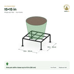 Iron Square Stand – 15×15 in size guide with dimensions and how many pots it holds