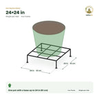 Iron Square Stand – 24×24 in size guide with dimensions and how many pots it holds