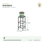 Iron Tower Stand – 9×9×24 in size guide with dimensions and how many pots it holds