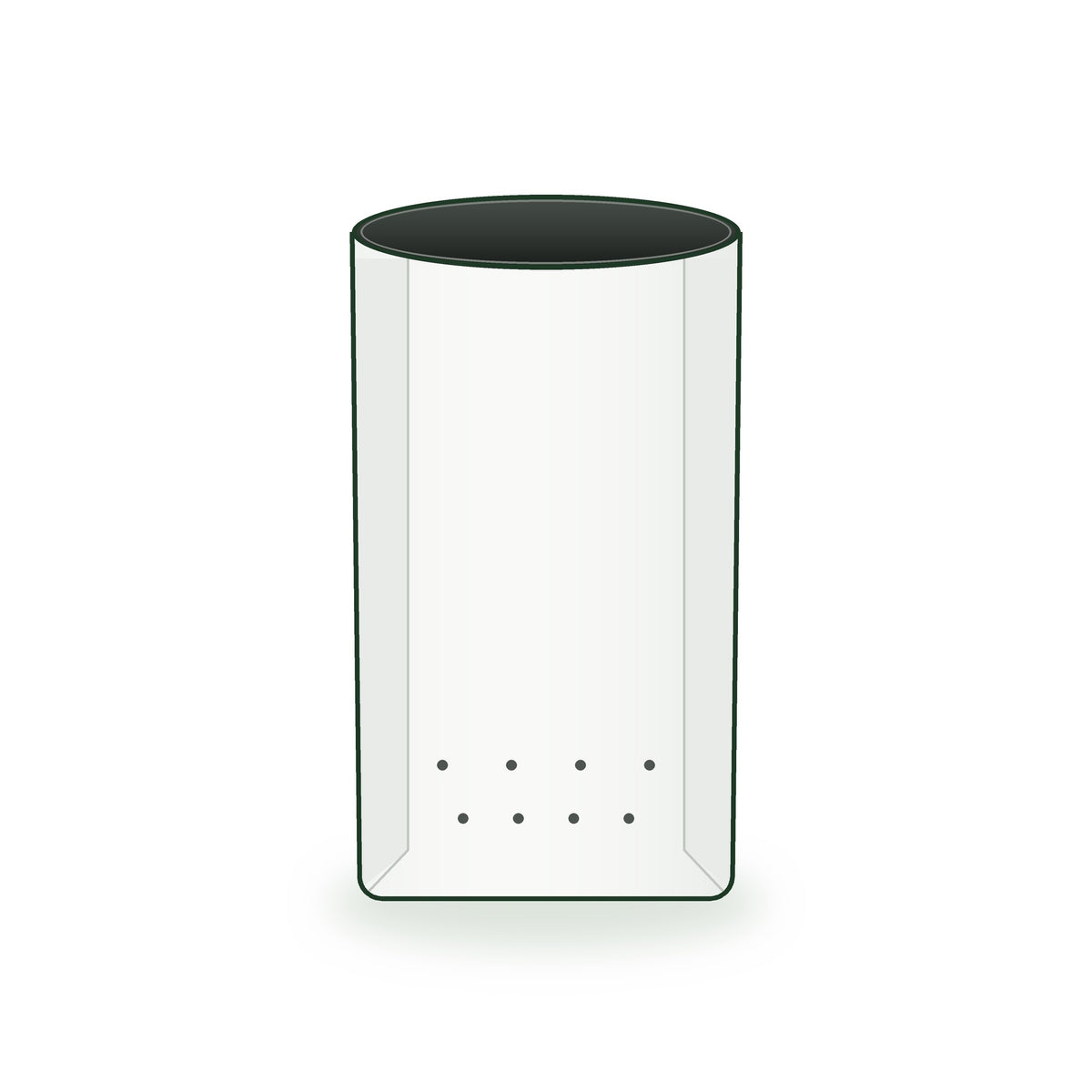 28 × 28 × 50 cm LDPE grow bag with drainage holes, illustrated on a white background