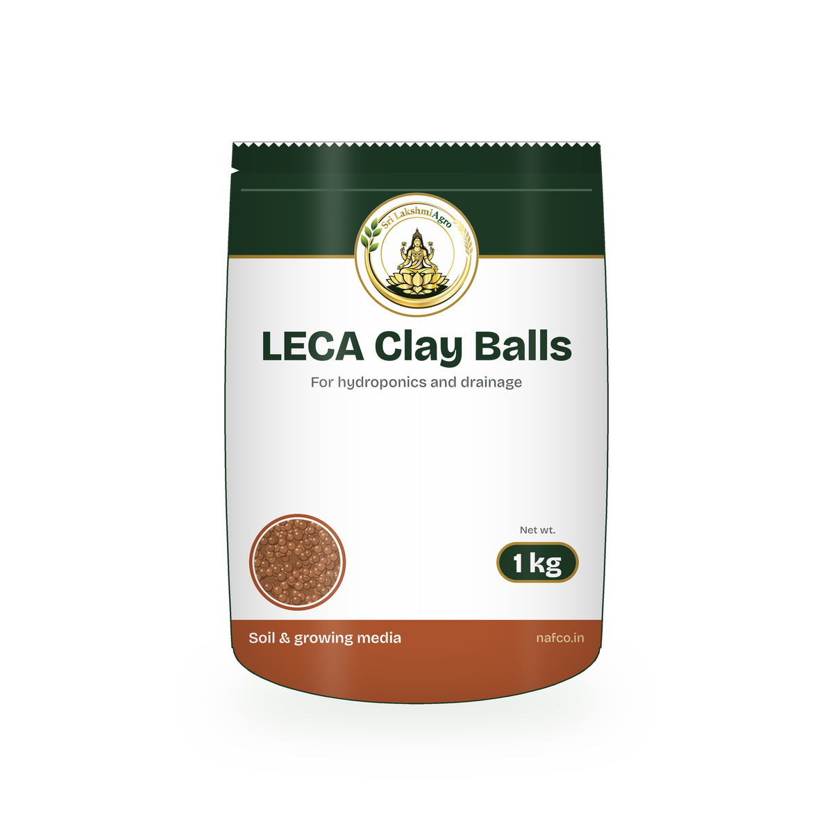 LECA Clay Balls – 1 kg in a Sri Lakshmi Agro stand-up pouch