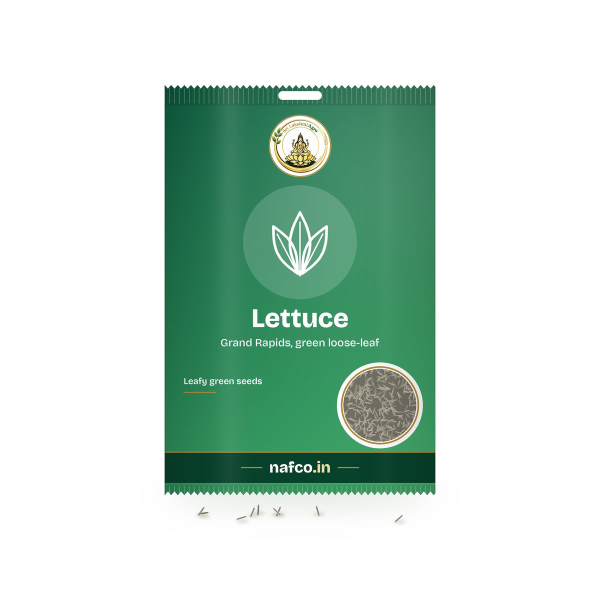 Lettuce Seeds – Grand Rapids: Sri Lakshmi Agro seed packet with a window showing the seeds