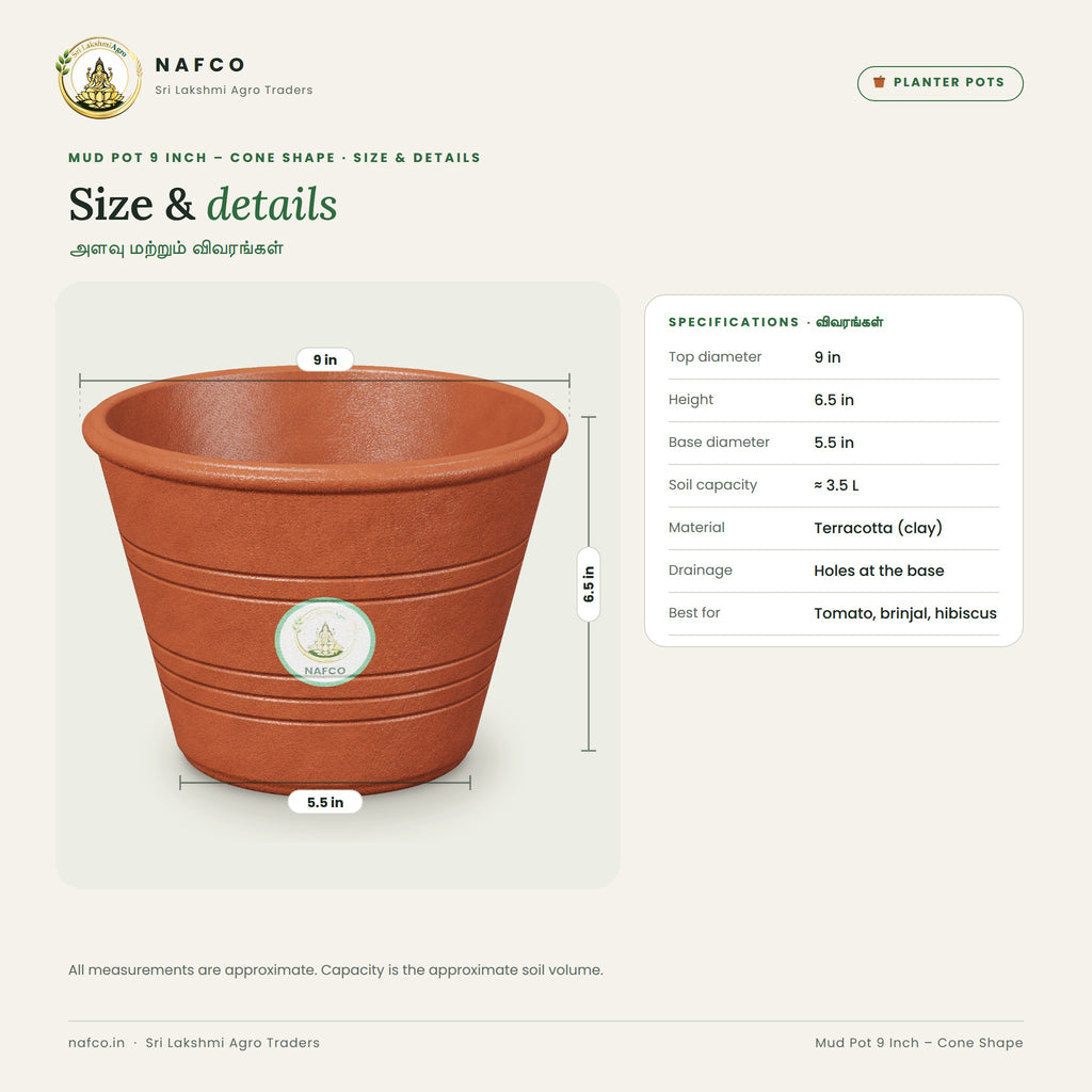 Mud Pot 9 Inch – Cone Shape – size and details
