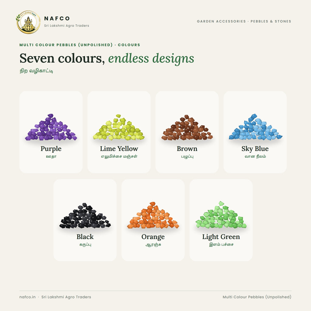 Multi Colour Pebbles (Unpolished) – colour guide