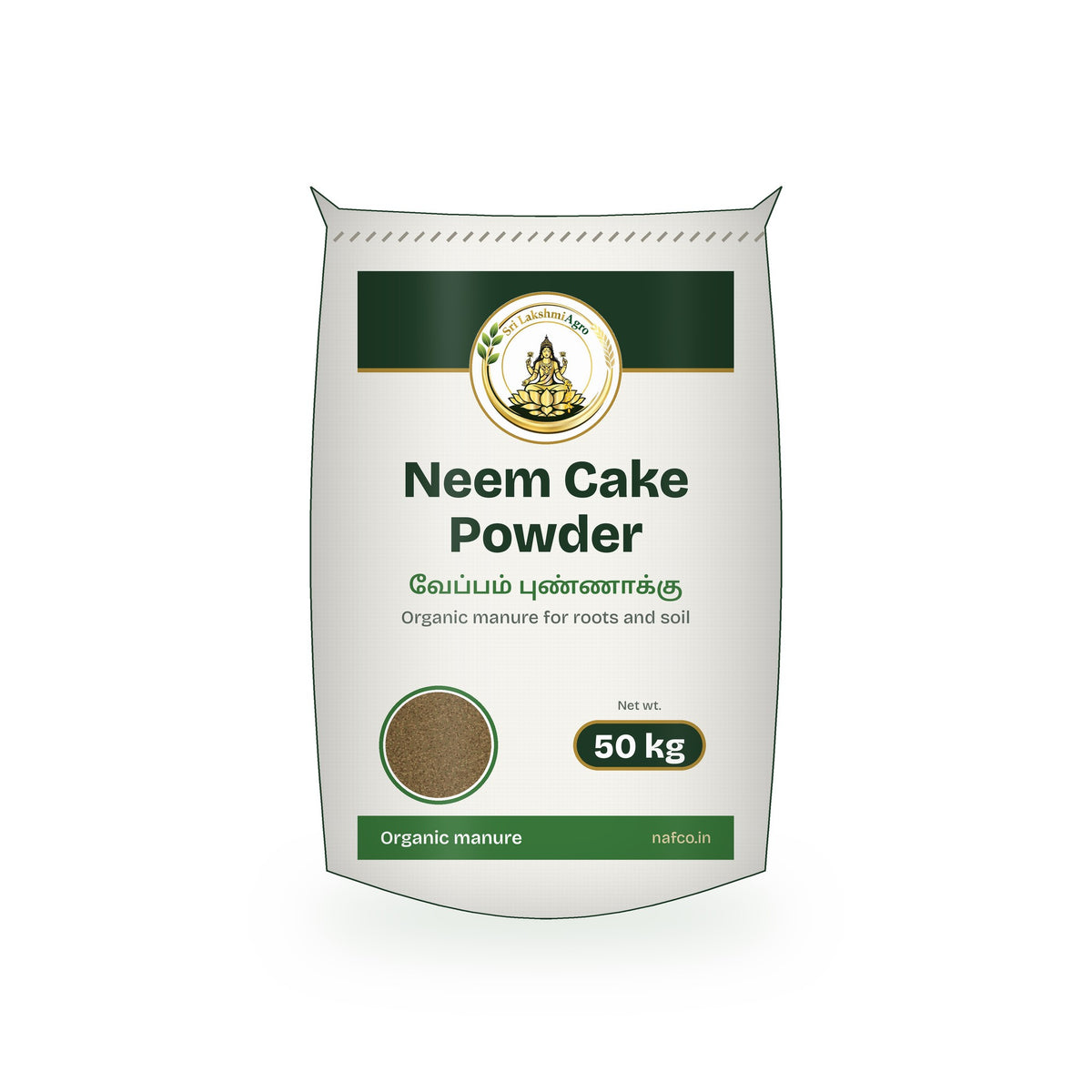 Neem Cake Powder – 50 kg in a Sri Lakshmi Agro woven sack