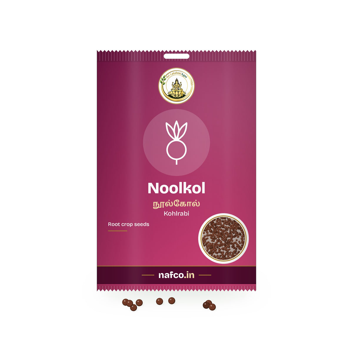 Noolkol Seeds (Kohlrabi): Sri Lakshmi Agro seed packet with a window showing the seeds