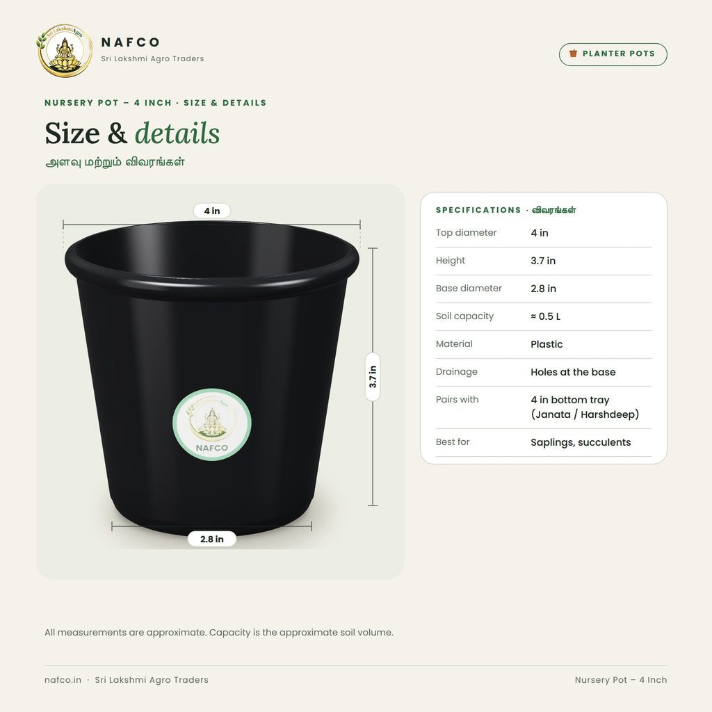 Nursery Pot – 4 Inch – size and details