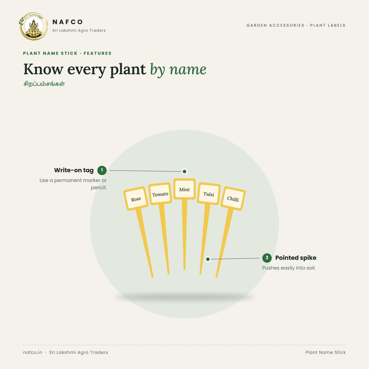 Plant Name Stick – features