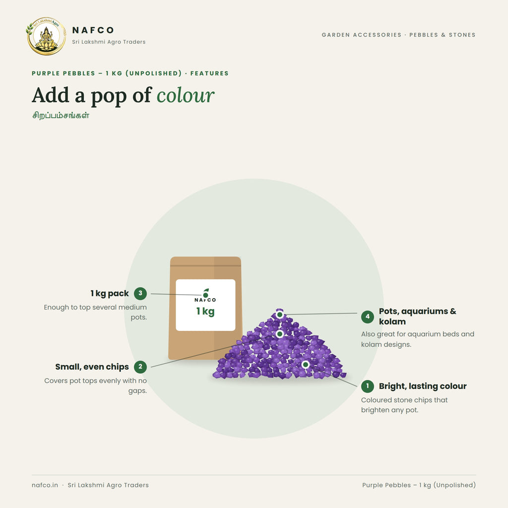 Purple Pebbles – 1 kg (Unpolished) – features