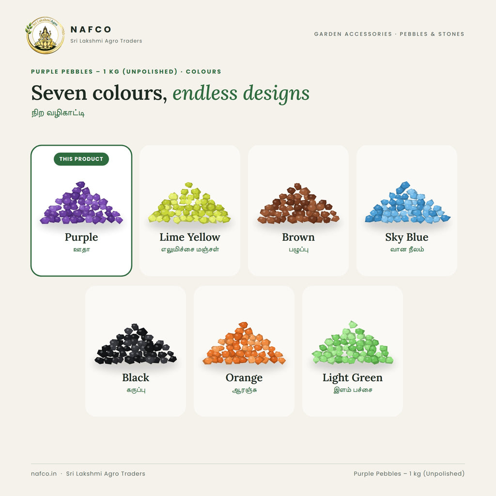 Purple Pebbles – 1 kg (Unpolished) – colour guide