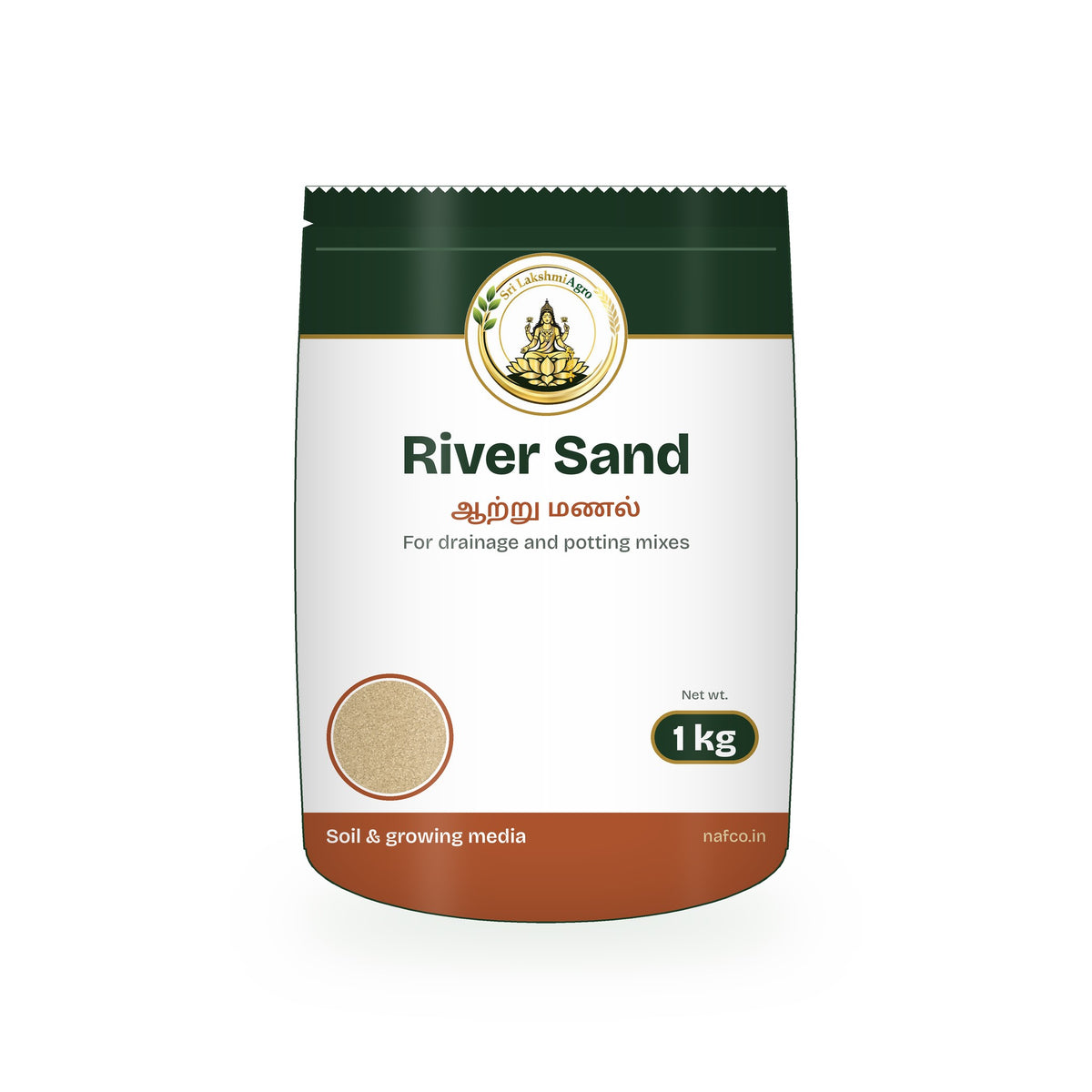 River Sand – 1 kg in a Sri Lakshmi Agro stand-up pouch