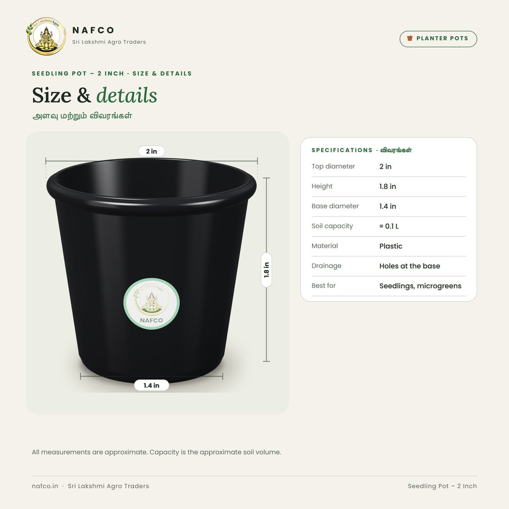 Seedling Pot – 2 Inch – size and details