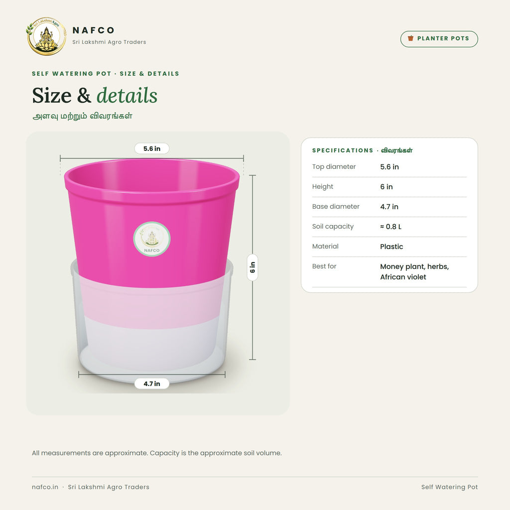 Self Watering Pot – size and details