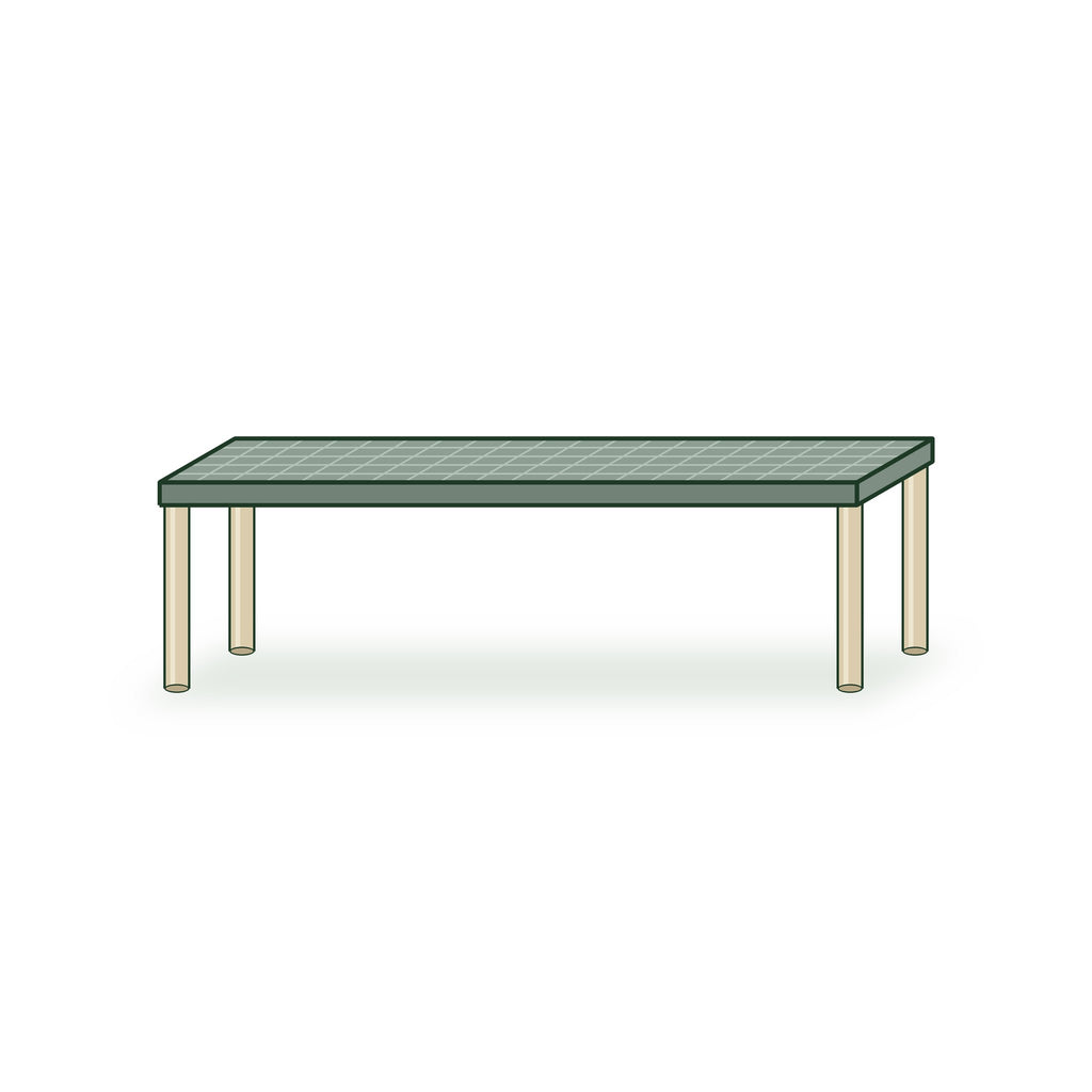 Single-tier plant stand with a grid shelf on four legs