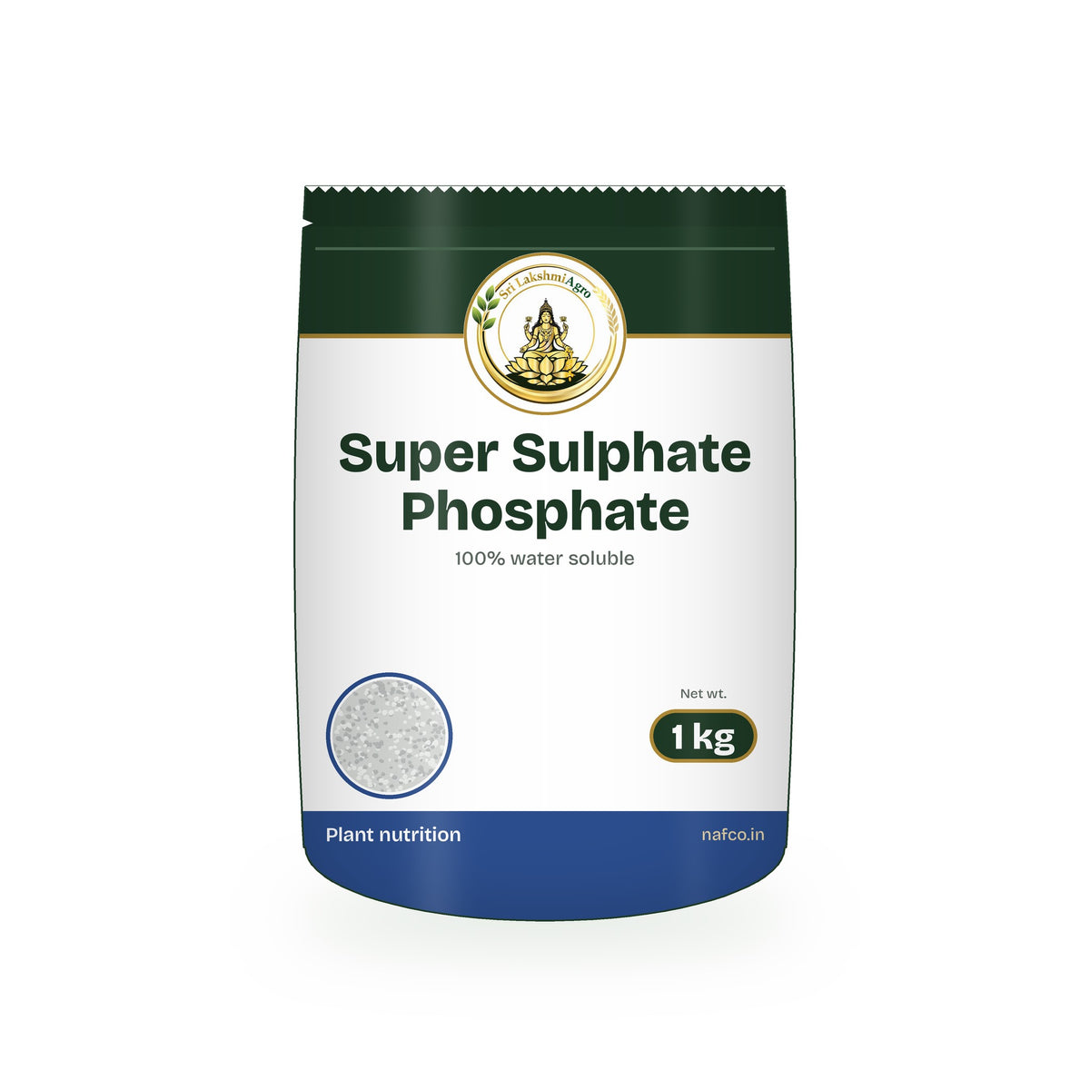 Super Sulphate Phosphate – 1 kg in a Sri Lakshmi Agro stand-up pouch