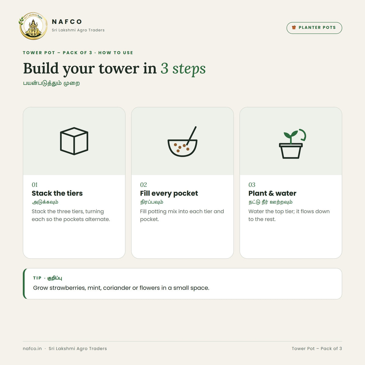 Tower Pot – Pack of 3 – how to use