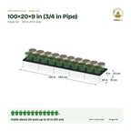 UPVC Plant Stand – 100×20×9 in (3/4 in Pipe) size guide with dimensions and how many pots it holds