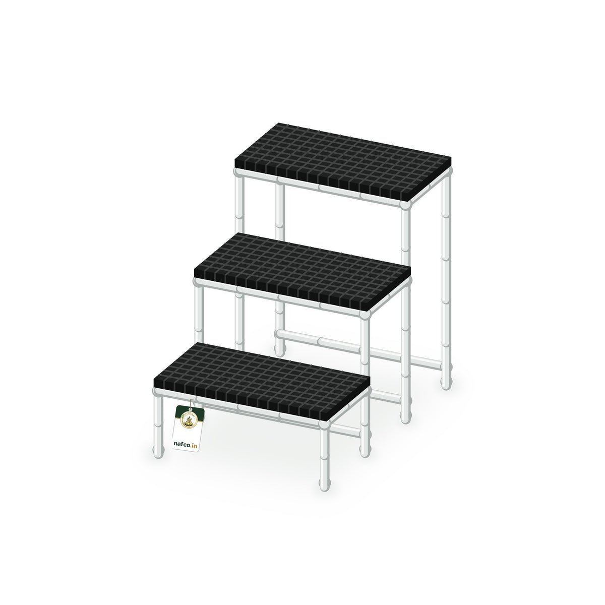 UPVC Plant Stand – 20×10×27 in, 3 Step, Sri Lakshmi Agro plant stand on a white background