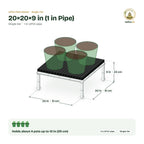 UPVC Plant Stand – 20×20×9 in (1 in Pipe) size guide with dimensions and how many pots it holds