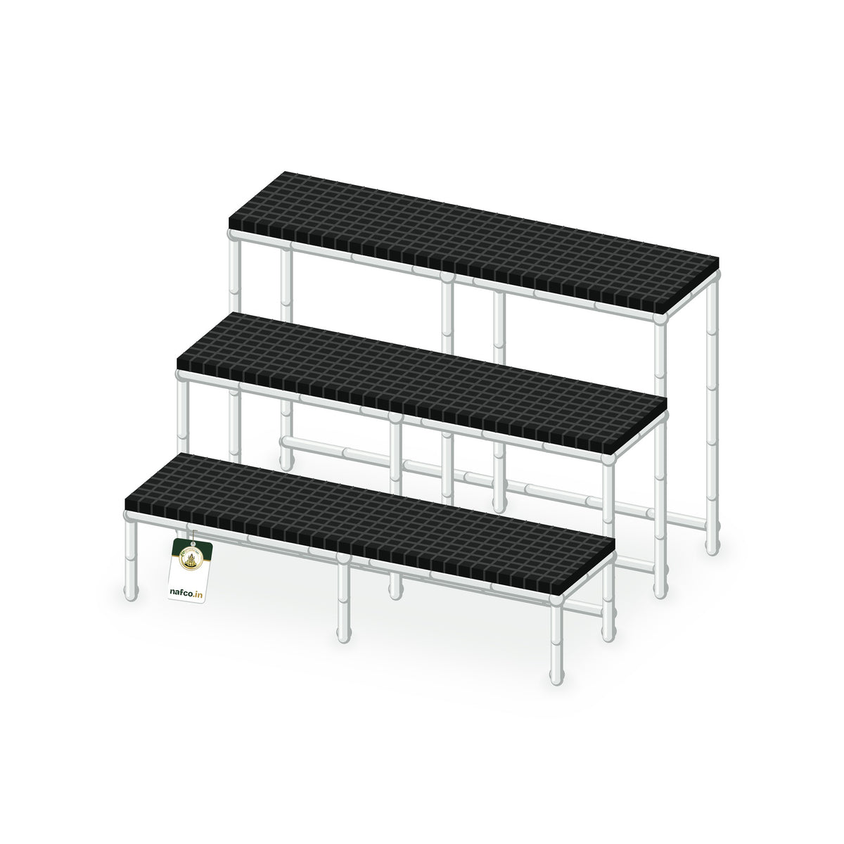 UPVC Plant Stand – 40×10×27 in, 3 Step, Sri Lakshmi Agro plant stand on a white background