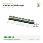 UPVC Plant Stand – 80×10×9 in (3/4 in Pipe) size guide with dimensions and how many pots it holds