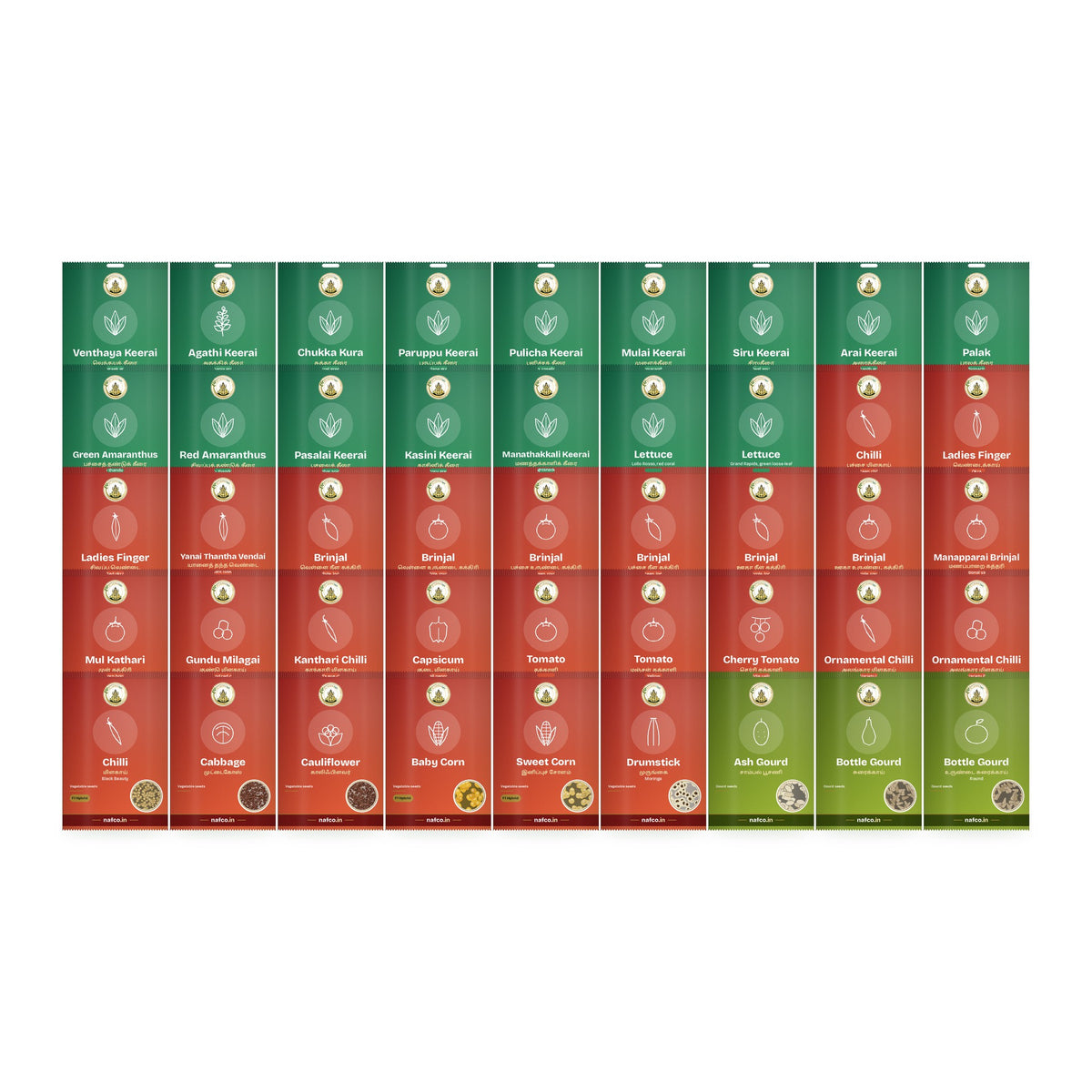 Vegetable Seeds Combo – 45 Varieties: Sri Lakshmi Agro seed packets grouped together
