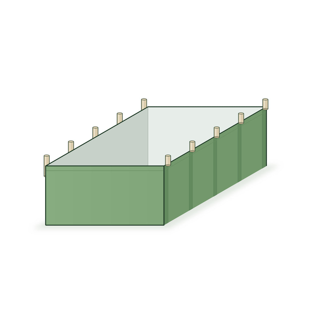8 × 4 × 2 ft vermi bed with support rods along both long sides
