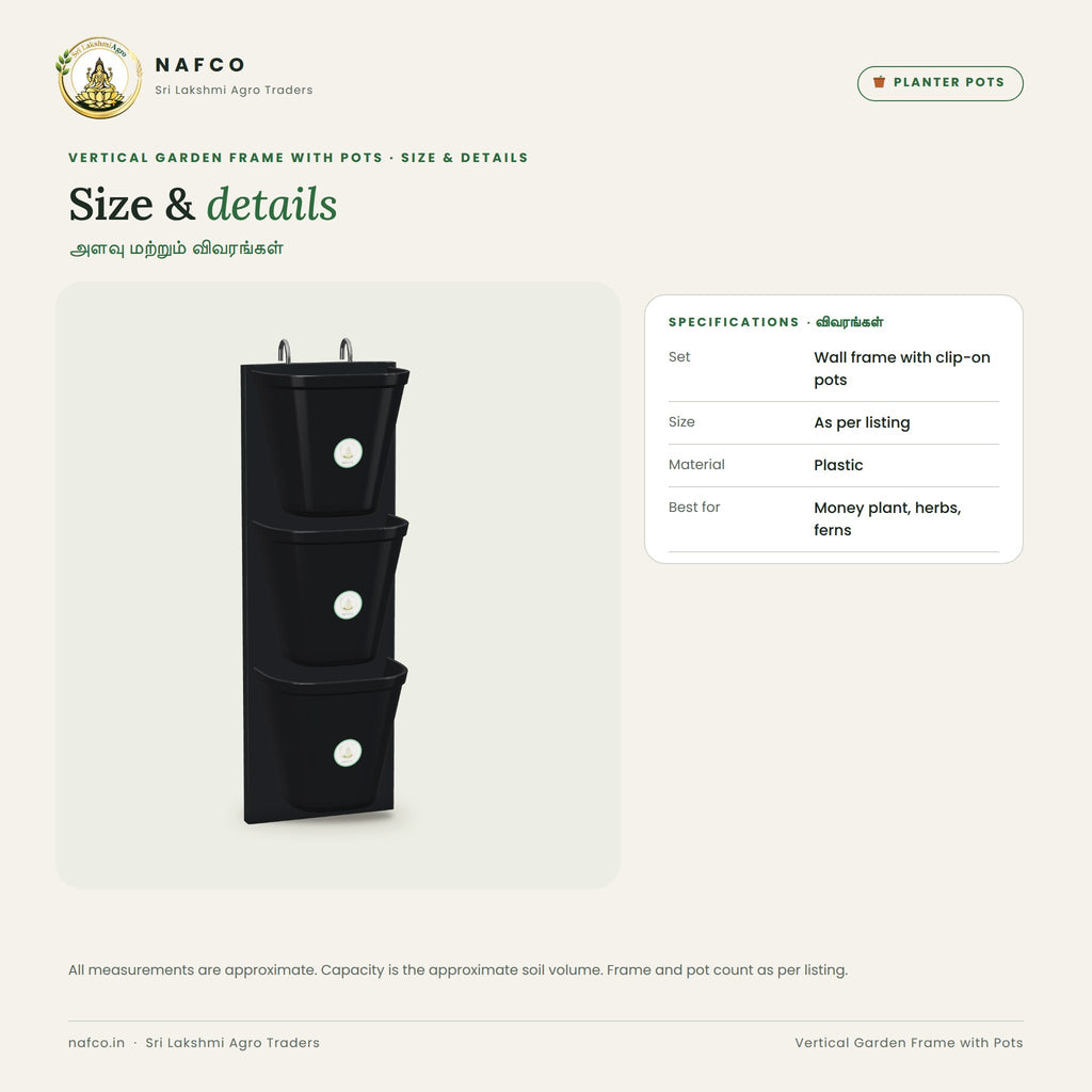 Vertical Garden Frame with Pots – size and details