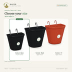 Vertical Wall Pot – Black – size guide