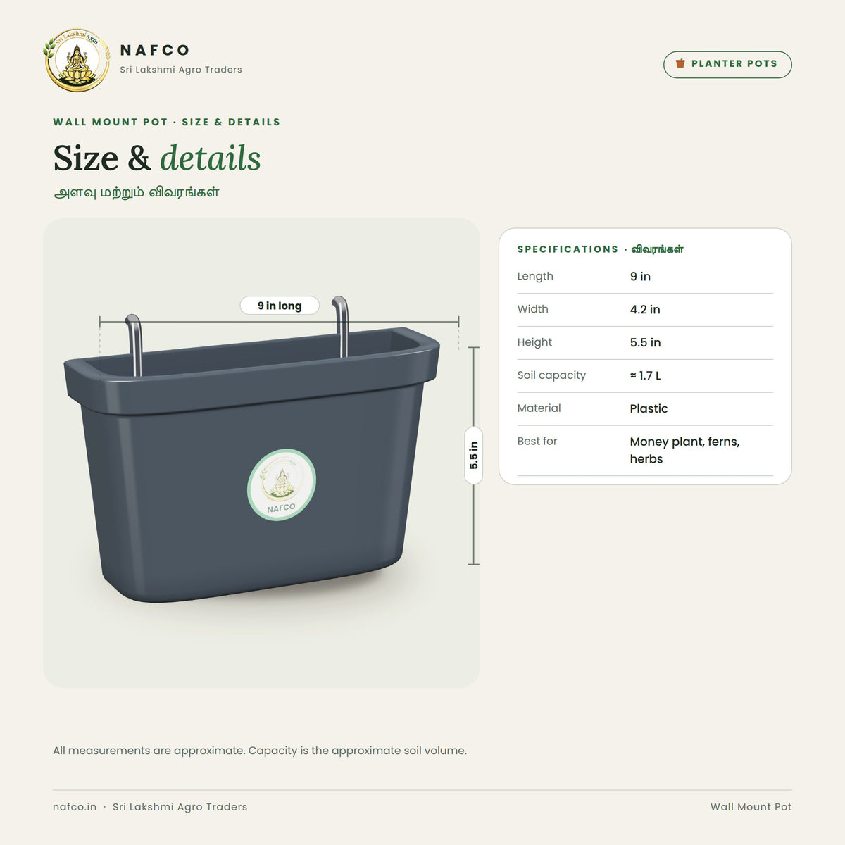 Wall Mount Pot – size and details