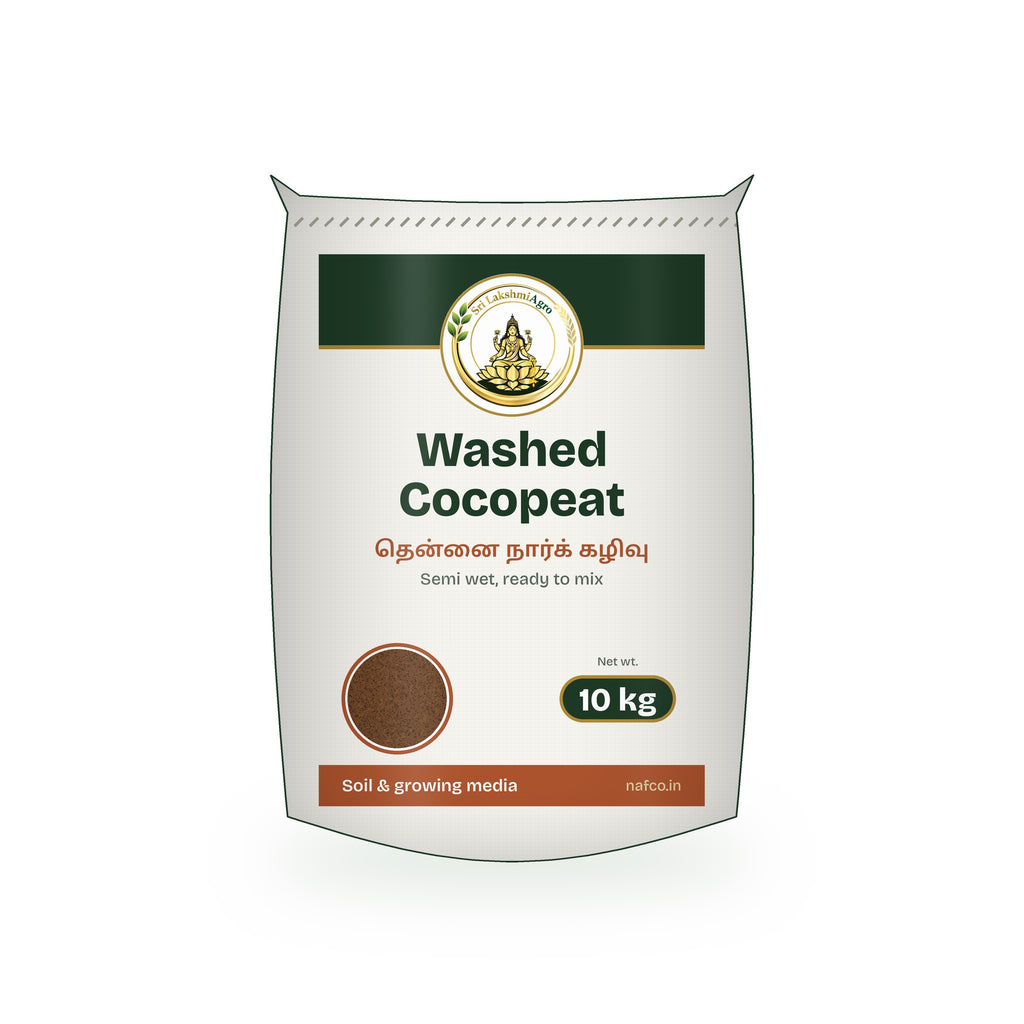 Washed Cocopeat (Semi Wet) – 10 kg in a Sri Lakshmi Agro woven sack