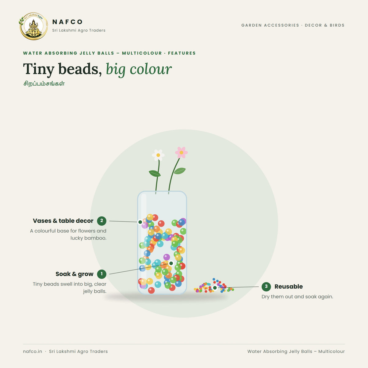 Water Absorbing Jelly Balls – Multicolour – features